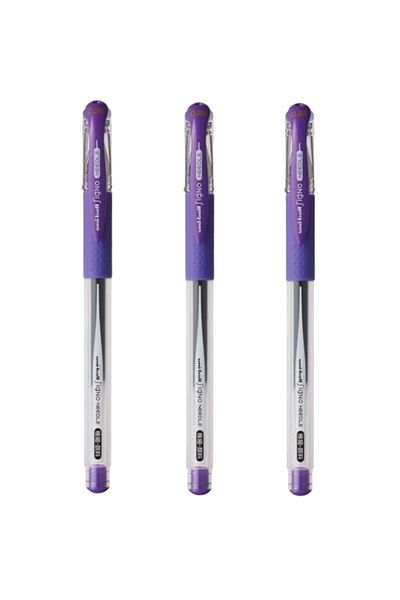 UNİ-BALL UNIBALL Signo Needle - قلم جل بطرف إنجني 0.38 أرجواني، 3 قطع