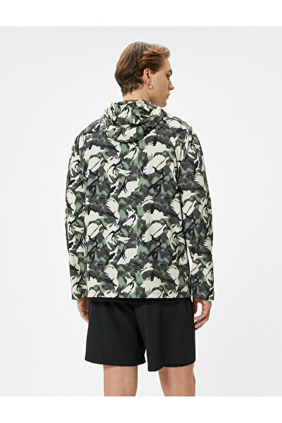 Koton Спортивна куртка Камуфляж з принтом Капюшон на блискавці Зручний крій Кишеня Детальний парашут Тканина