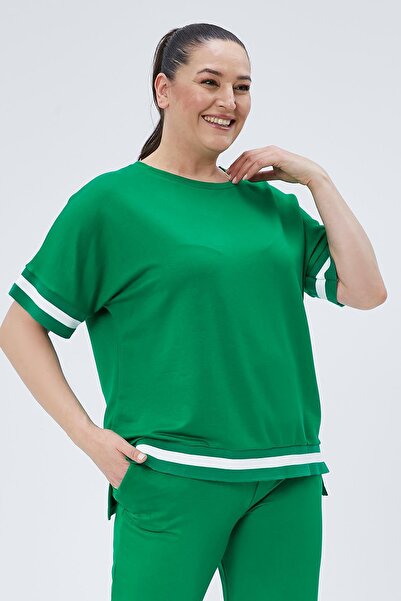 Ebsumu Γυναικεία αθλητική φόρμα Green Capris Plus Size