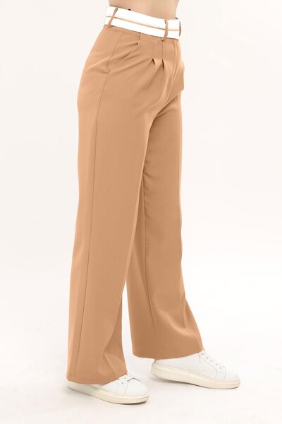 Deneme Kabinim Pantaloni Palazzo cu centură inversă pentru femei - nurcă