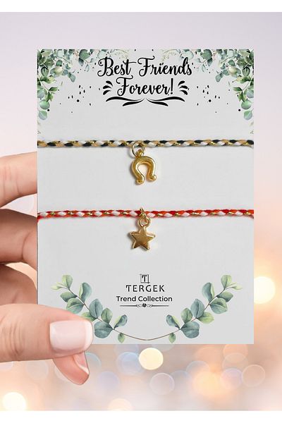 Tergek Luck Star Couple Christmas Bracelet Bead Jewelry Bff Accessory Gift for Lover Birthday Friend