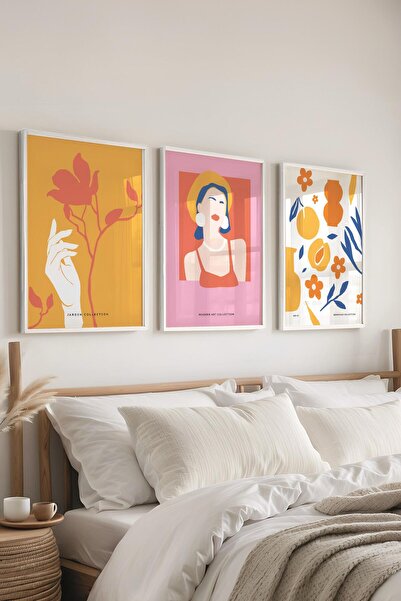 Postifull Set de picturi cu rame, 3 bucăți de rame albe și set de postere col...