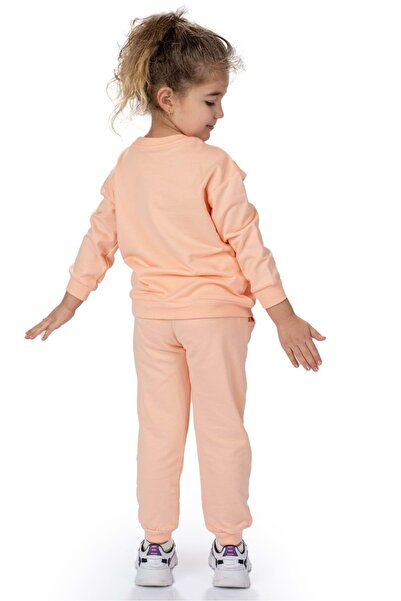 Mnk Baby&Kids Fistolu Bisiklet Yaka İkiiplik Kız Eşofman Takım MNK0573 SOMON