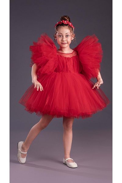 Mnk Baby&Kids Fustă Tutu Maneci umflate Rochie de seară pentru fete Comotini Incoronata MNK0582 RED