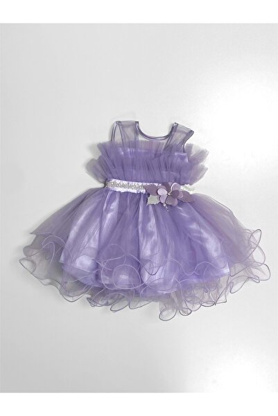 Mnk Baby&Kids Kız Çocuk Tütülü Vena Elbise MNK285 LİLA