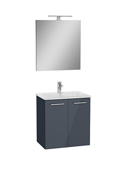 VitrA Ardea 69561 Banyo Dolabı Seti, Kapaklı, 60 Cm, Parlak Antrasit