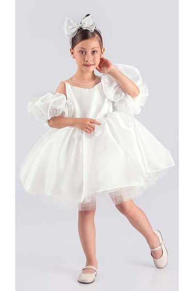 Mnk Baby&Kids Λευκό Miss California Girls' Evening Dress - Mnk0594