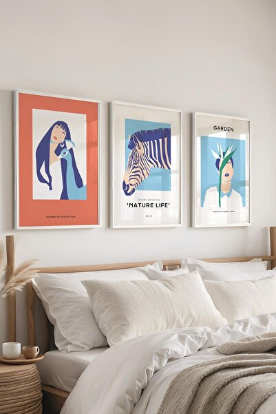 Postifull Set de picturi cu cadru, 3 bucăți cadru alb și set de postere minim...