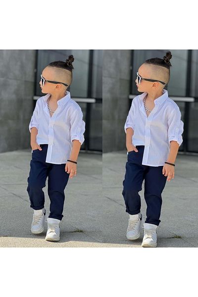 Mnk Baby&Kids Stílusos ing Gabardine nadrág fiú szett Mnk0422 sötétkék