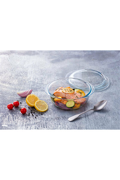 Pyrex 204A000/7743 Glass Round Oven Dish with Lid 2.1L