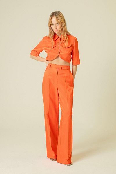 rue Comfortable Form - Wide Leg Coral Trousers