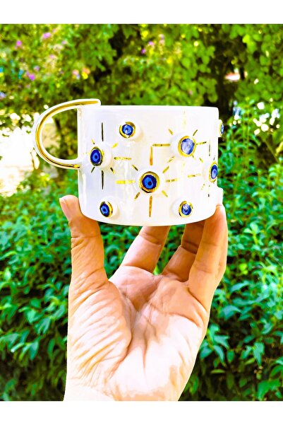 Nazar Göz Premium Quality Gold Plated Handmade 300ml Evil Eye Mug 22Nt1