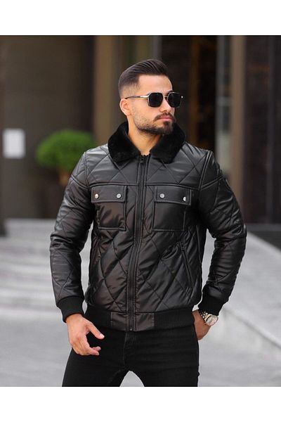 FREED MOND Leather Coat with Collar Fur