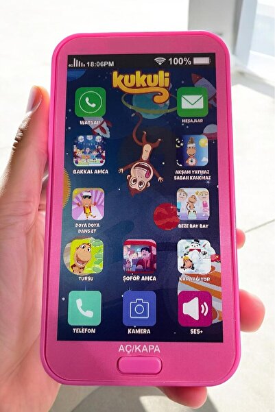 GÜZELYÜZ AVM Kukuli Oyuncak Telefon Dokunmatik 12 Fonksiyonlu Türkçe Sesli Işıklı Müzikli Pembe Renk Pilli
