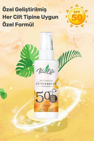 İlla Life Natural Skin Nourishing with Propolis - Water Resistant SPF 50+ Sunscreen Cream