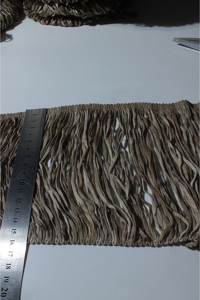 ÖZPAŞ TEKSTİL VE AKSESUAR Straw Color Fringe Tassel Decorative Strip 16cm