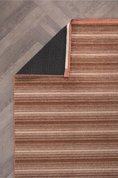 Colore Home Ada Kaymaz Taban Yıkanabilir Dokuma Kiremit Kilim Turuncu Yolluk