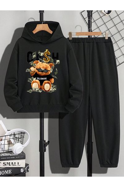 Heybely Kids Cash Printed Children's Tracksuit Set 2 Thread Raster