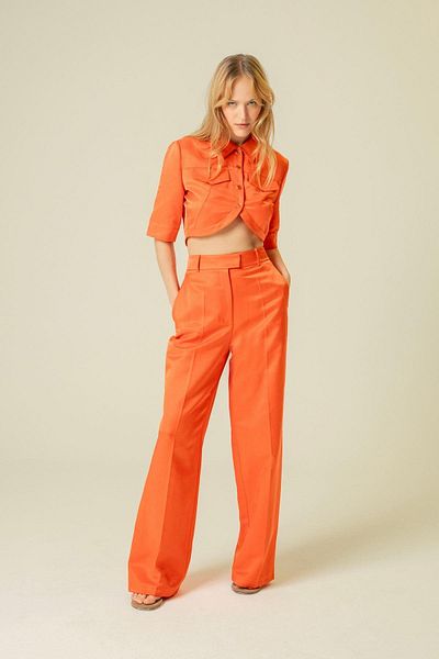 rue Comfortable Form - Wide Leg Coral Trousers