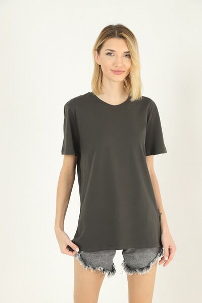 DK DAKSEL Γυναικείο μπλουζάκι Khaki Color Regular Fit 100% βαμβακερό Crew Neck