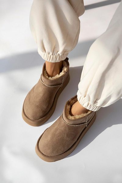 STRASWANS Tommo Women's Furry Thick Sole Suede Ankle Boots Mink