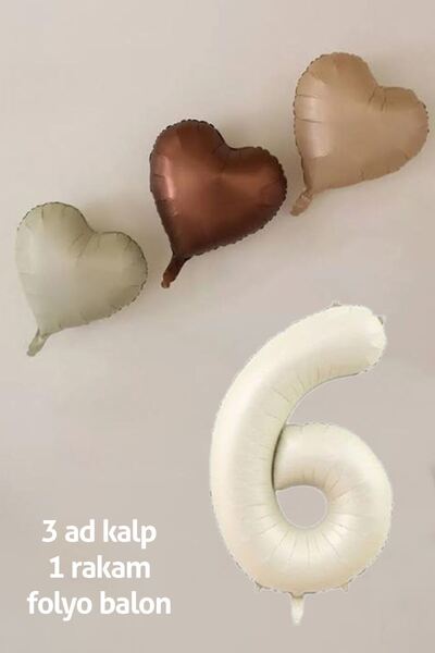 Atölye Mi مجموعة بالونات حفلات باستيل ريترو لعيد الميلاد السادس - 3 قلوب و6 ب...