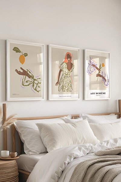 Postifull Set uokvirenih slika, 3 komada sa belim okvirima i minimalistički s...