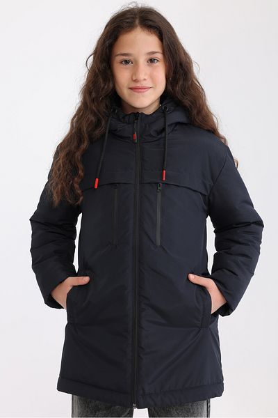 QAWWA Dívčí bunda parka s kapucí v námořnické modré barvě
