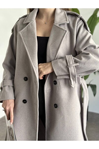 MAS BUTİK معطف نسائي شتوي بحزام على الخصر