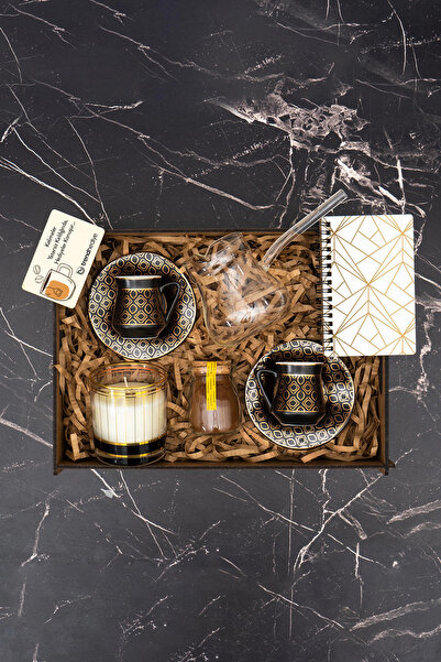 TrendHediye Premium Hediye Seti & Defter, Cam Cezve , Kahve, Mum ,Magnet, Kah...