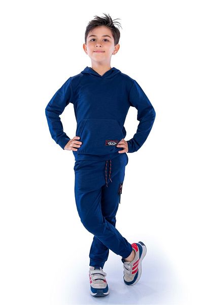 Minikadam Παιδική φόρμα Team Kangaroo Navy Blue - με τσέπες και κουκούλα MNK10074