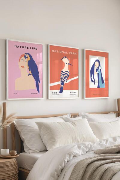 Postifull Set de picturi cu rame, 3 bucăți de rame albe și set de postere cu ...