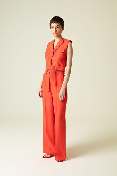 rue Yandan Cep Detaylı Rahat Form Narçiçeği Pantolon