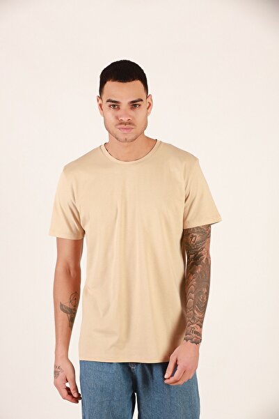 DK DAKSEL Stone Color Relaxed Fit 100% Cotton Men's T-shirt