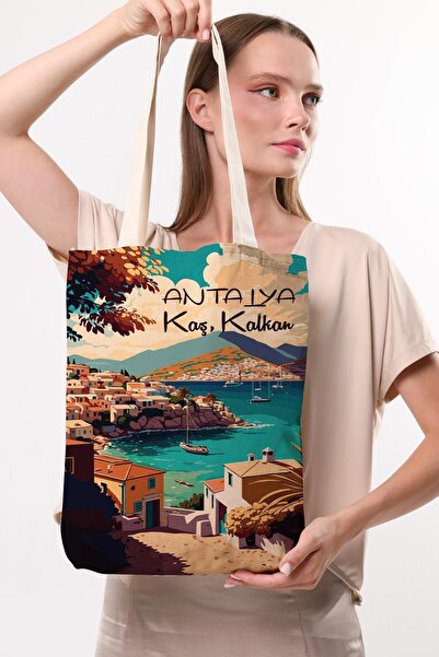 Çınar Bez Çanta Καμβάς τσάντα με στάμπα φρυδιών Antalya