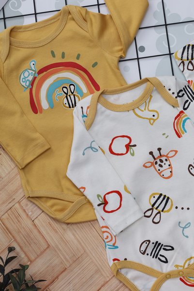 Home Baby Bodysuit, Badi Rainbow 2 in 1 Pack