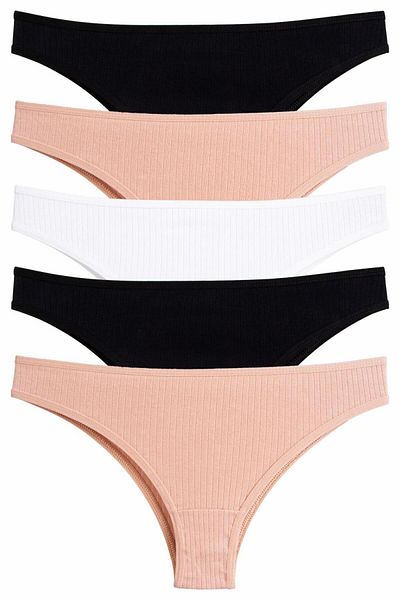 Nicoletta Damenhöschen Brazillian 5er-Pack Lycra-Unterhemd aus gerippter Baumwolle MIXCOLOR