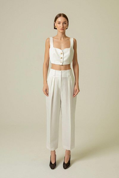 rue. Ecru Carrot Leg Trousers