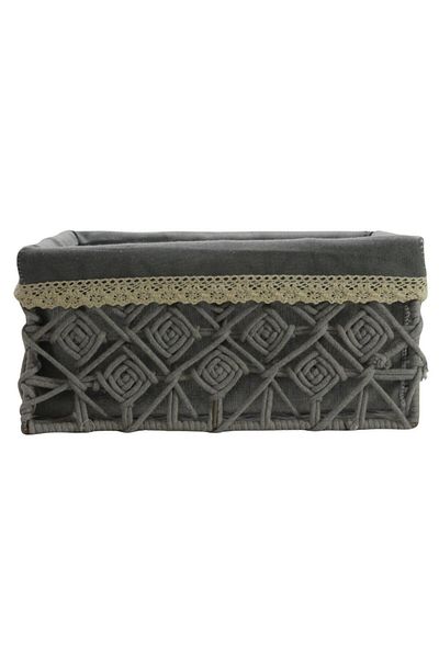 T.Concept Rope Patterned Gray Cloth Multi-Purpose Basket - Large Size (XL)