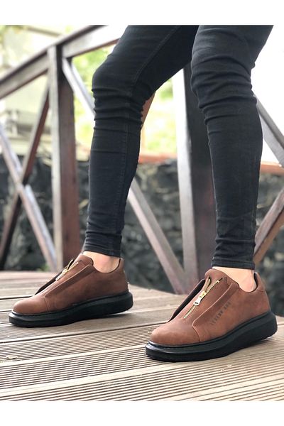 BOA BOA BA0310 - Tan Black Men's Shoes with High Sole and Zipper