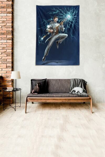 farbala Nicola Tesla Electric Washable Stain Resistant Fabric Wall Cover Wall Carpet Tapestry