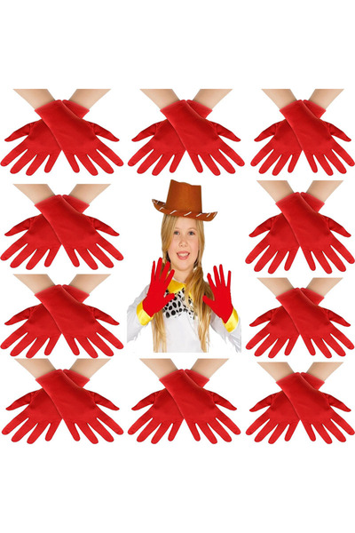 Marsilyan Red Color Stretch Fabric April 23 October 29 May 19 Show Band Gloves 10 Pairs (20 Pieces) (52