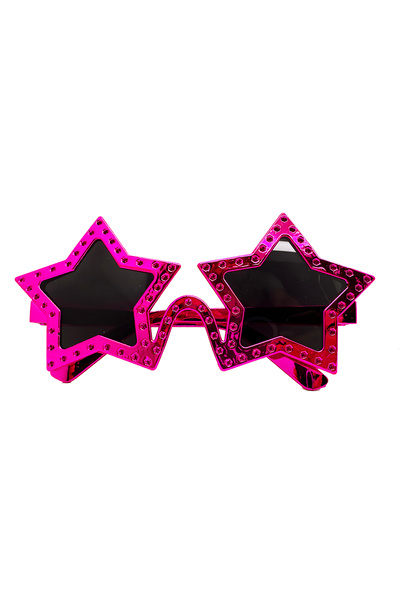 Marsilyan Fuchsia Color Star Shape Party Glasses Retro 16X7 cm (4887)