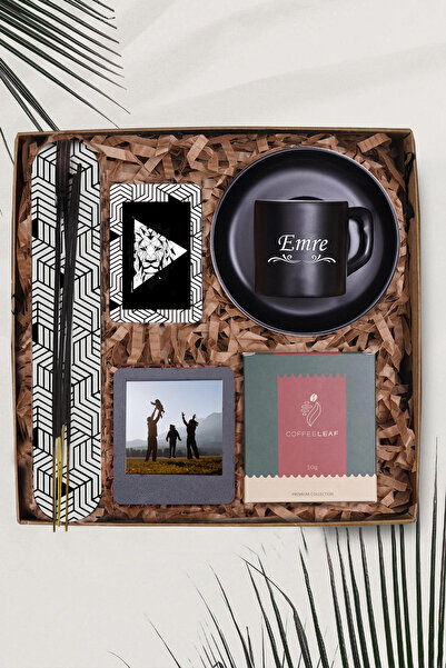 TrendHediye Kişiye Özel Siyah Fincan, Fotoğraf Çerçevesi, Tütsü Hediye Seti