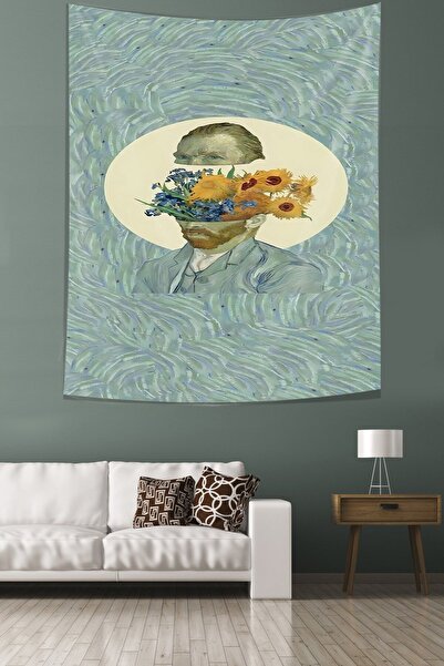 farbala Van Gogh Flower Stain Resistant Fabric Wall Cover Wall Carpet Tapestry