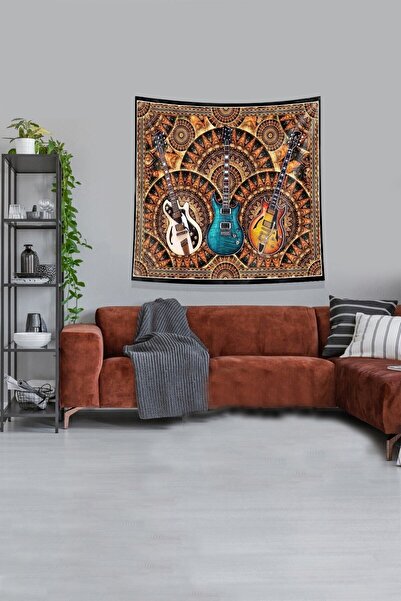 Pelangi Tapestry مخملي برتقالي - 3 غطاء حائط وسجادة جيتار مقاومة للبقع