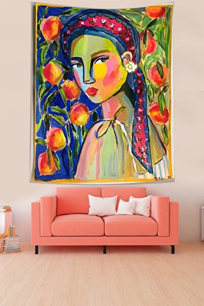 farbala Flower Girl Stain Resistant Fabric Wall Cover Wall Carpet Tapestry