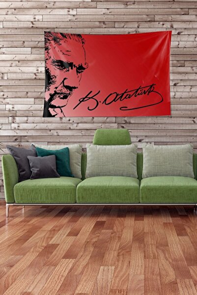 farbala Roșu Mustafa Kemal Atatürk Tapiserie de perete din țesătură din catif...