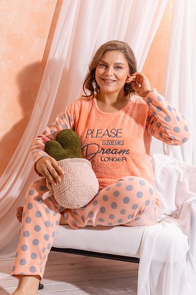 nisaNCa Set de pijamale din fleece de pluș de mărime plus - Lenjerie de dormit de iarnă pentru femei de mărime mare