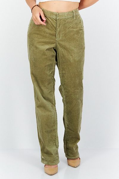 Esprit Women Regular Fit Ribbed Straight Pant, Light Olive